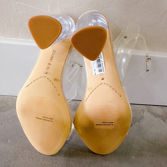 Gianni Bini Ahrley Lucite Clear Vinyl Ankle Strap Strappy Sandals Heels 10 NWT - Picture 10 of 12